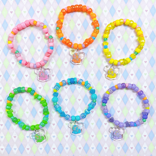 i-dog rainbow acrylic charm kandi bracelets!