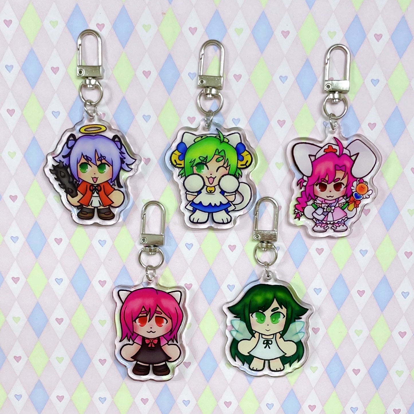 y2k animecore dokuro dejiko komugi elfen lied saya double sided epoxy acrylic keychains! (2")
