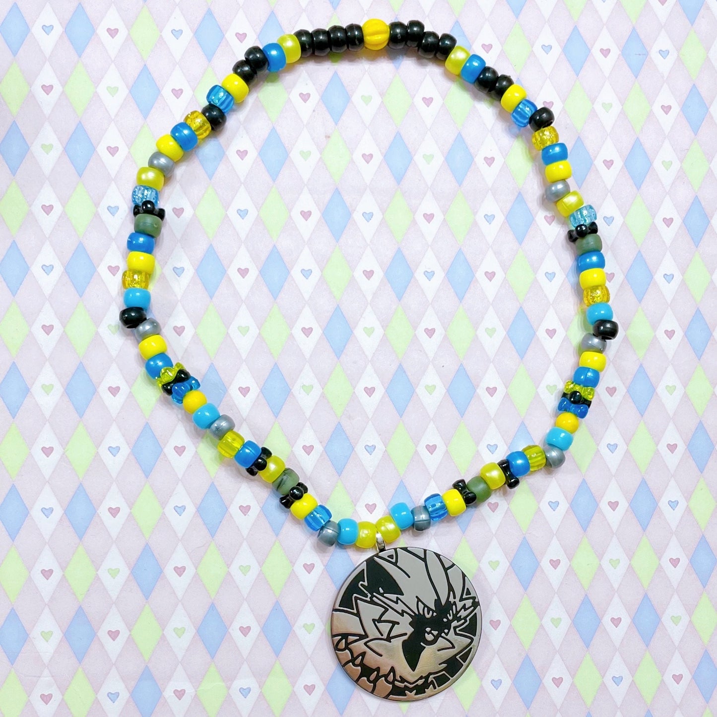 pokemon zeraora quaxly yellow blue coin kandi necklaces!