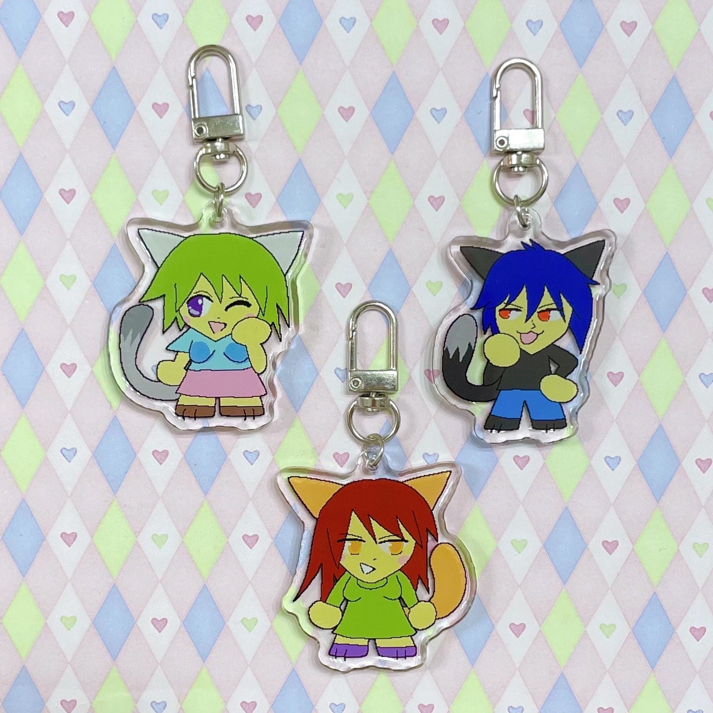 nyan neko sugar girls meme animecore double sided epoxy acrylic keychains! (2")