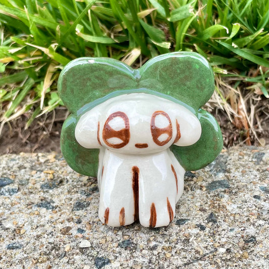 mini cloverdog handmade ceramic stoneware figure!