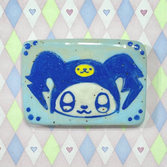 handpainted jack frost kawaii ceramic stoneware magnet! (2.75"x1.75")