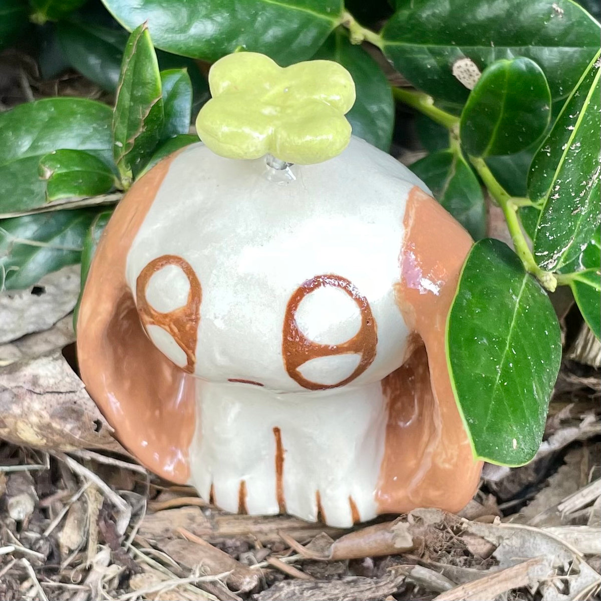 mini sprout puppy handmade ceramic stoneware figure!