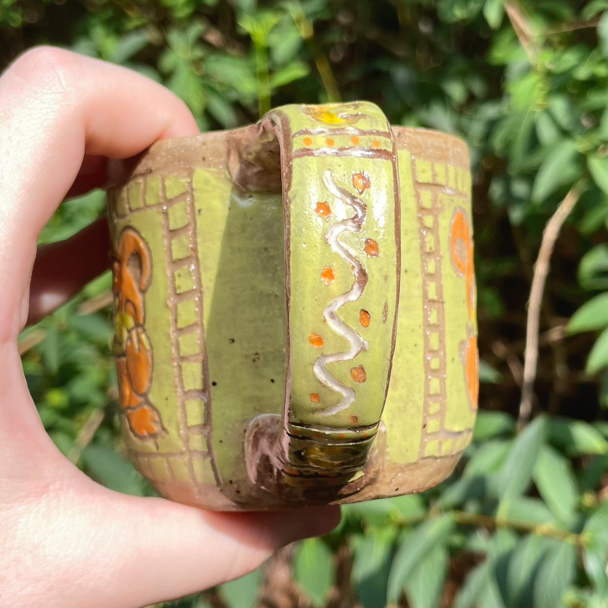 orange teddy bear moon handmade ceramic stoneware mug!