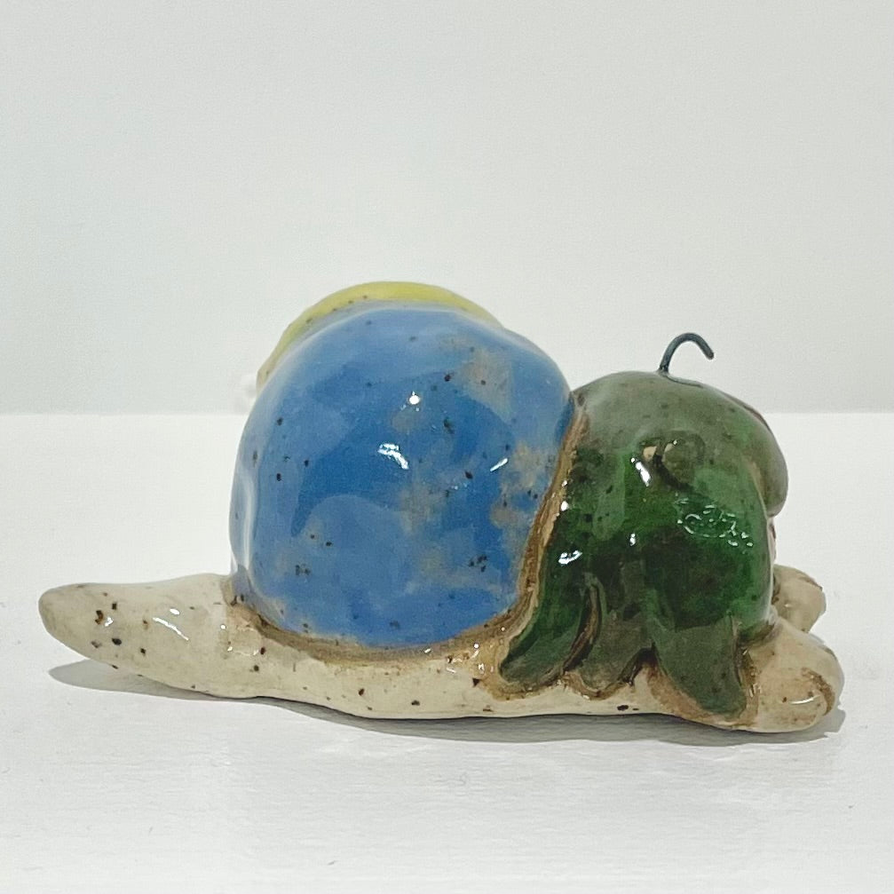 blue green snailgirl handmade ceramic stoneware figure!