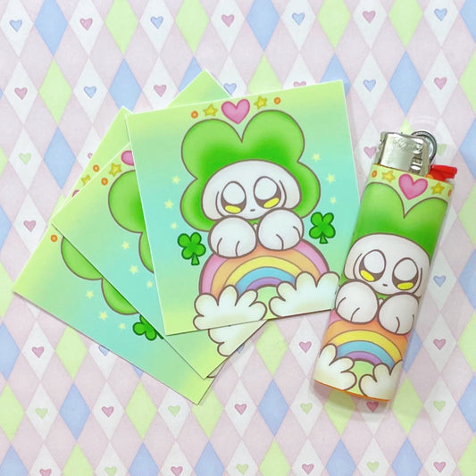 rainbow cloverdog kawaii cute bic lighter skin sticker!
