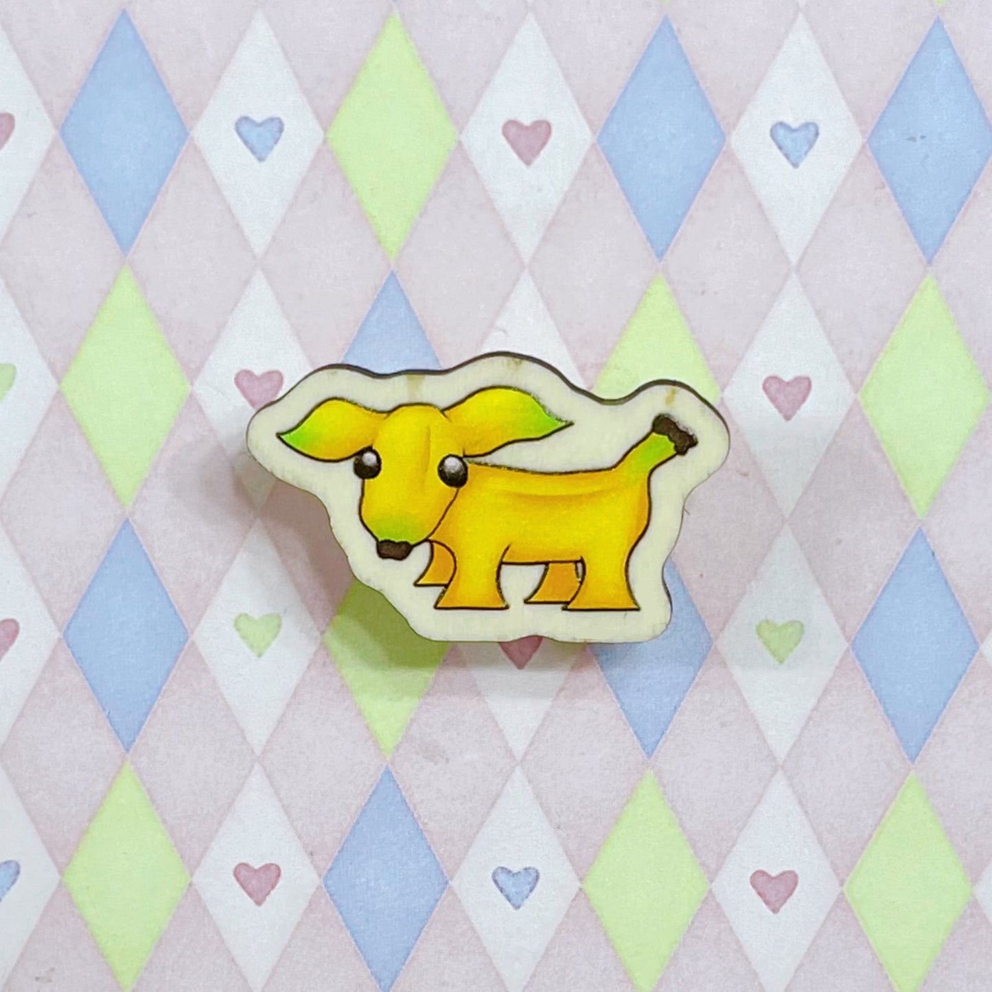 banana dog wooden pin! (1.5")