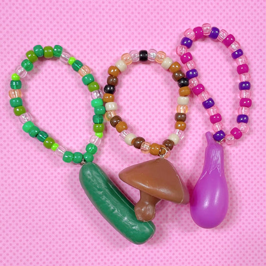 vegetable toys 3 piece handmade kandi bracelet set!