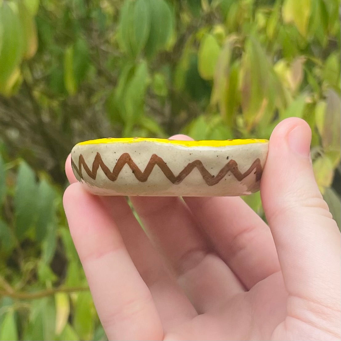 yellow bumblebee handmade small ceramic stoneware trinket dish!