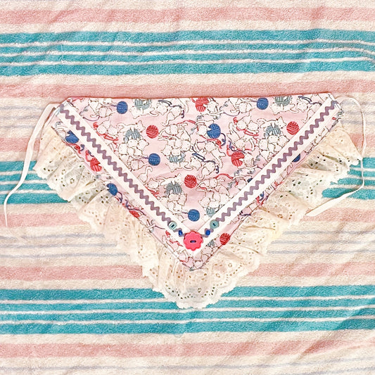 purple pink kitten yarn kawaii lace fabric bandana!