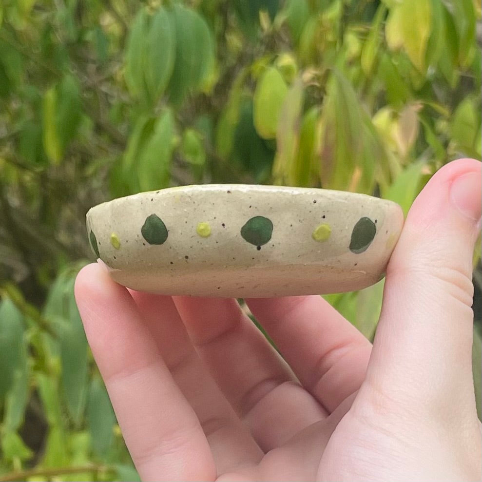 green butterfly handmade small ceramic stoneware trinket dish!