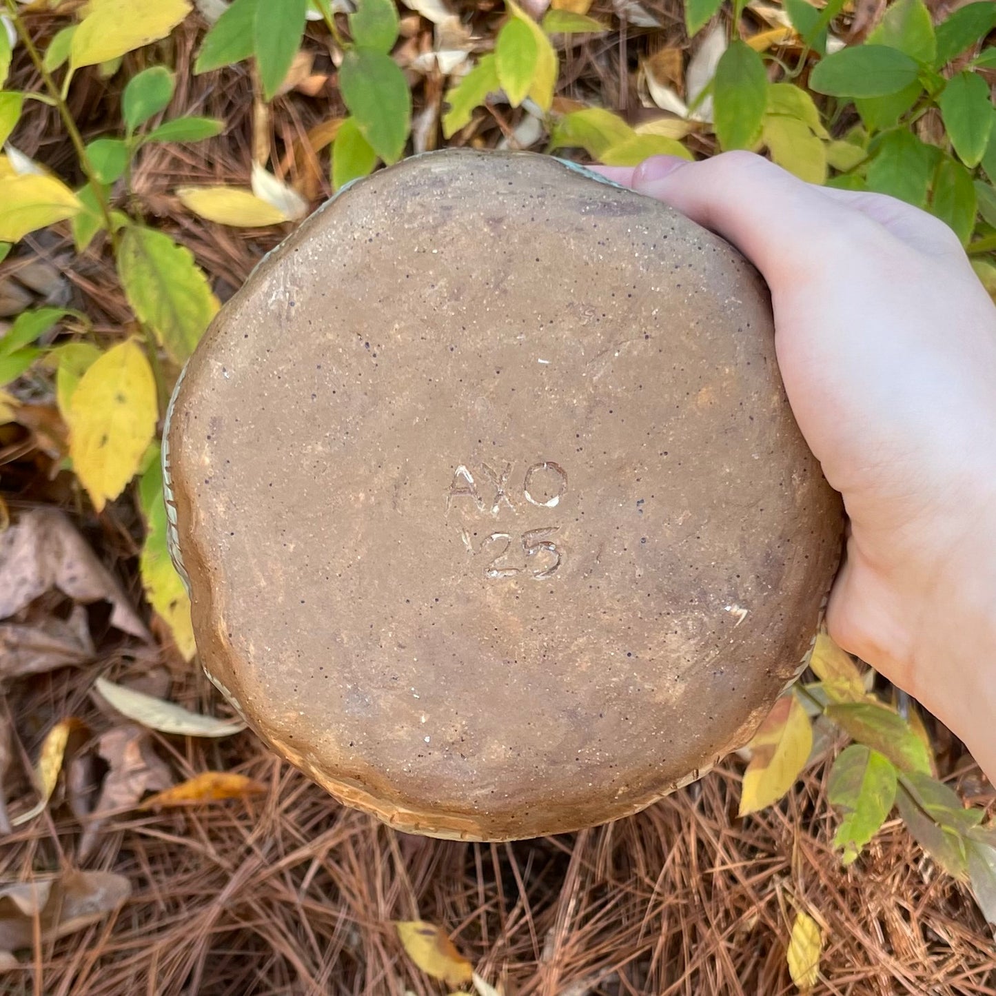 mint teal carved wolf handmade ceramic stoneware dish!
