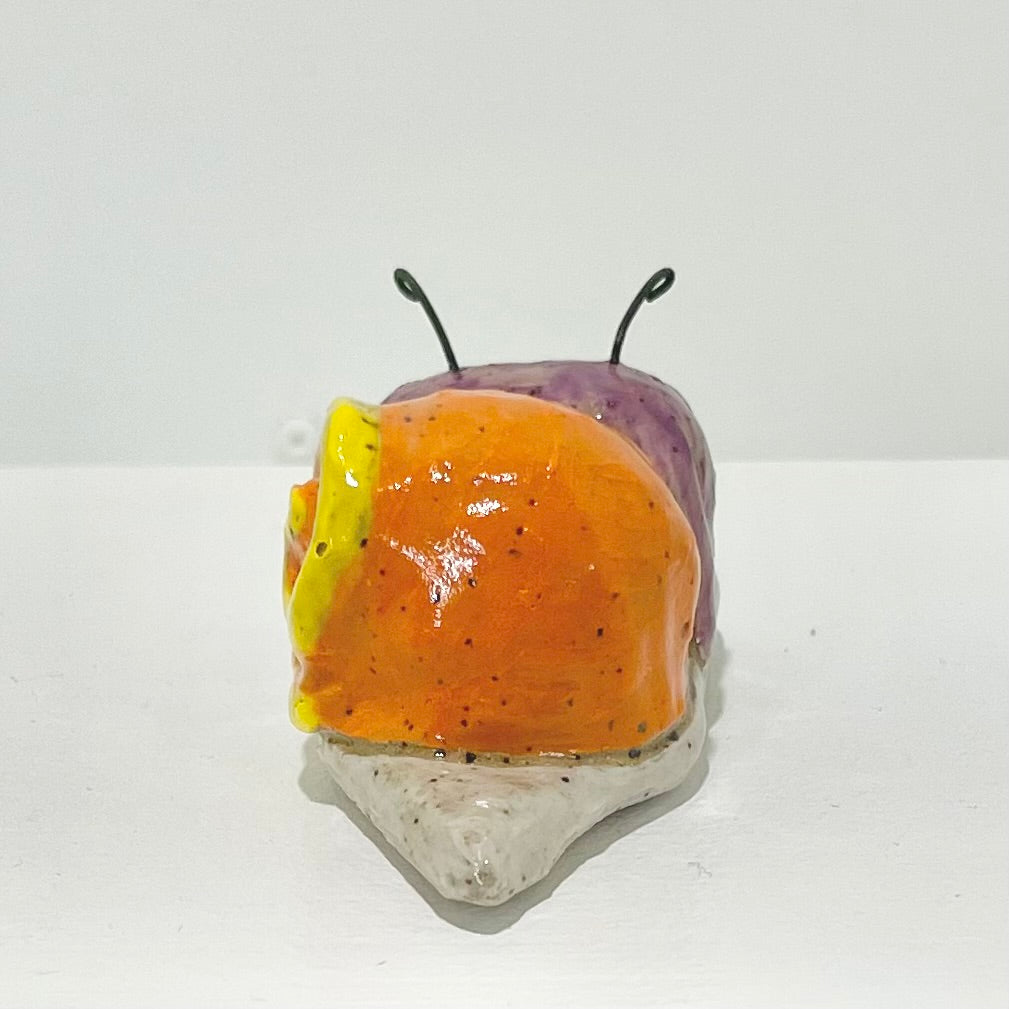 purple orange snailgirl handmade ceramic stoneware figure!