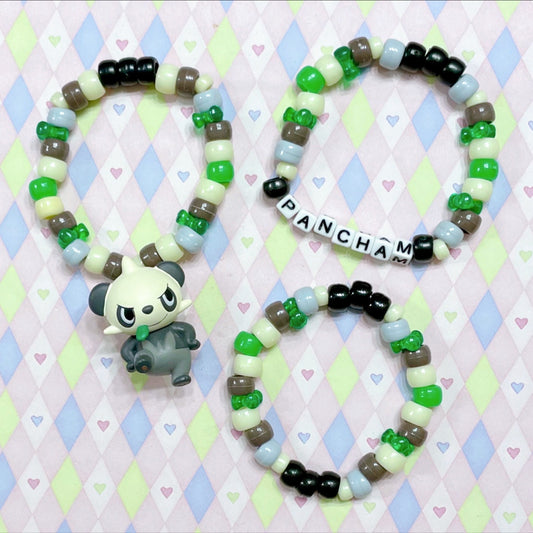 pancham pokemon green toy kandi bracelet set!