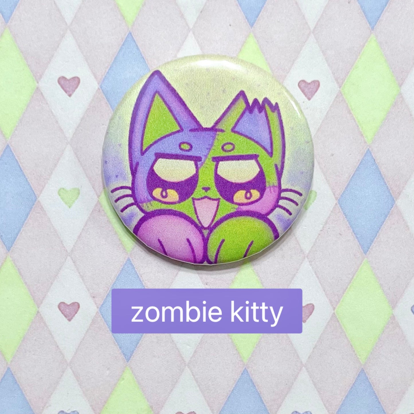 zombie puppy and kitty kawaii cute pinback buttons! (1.5")