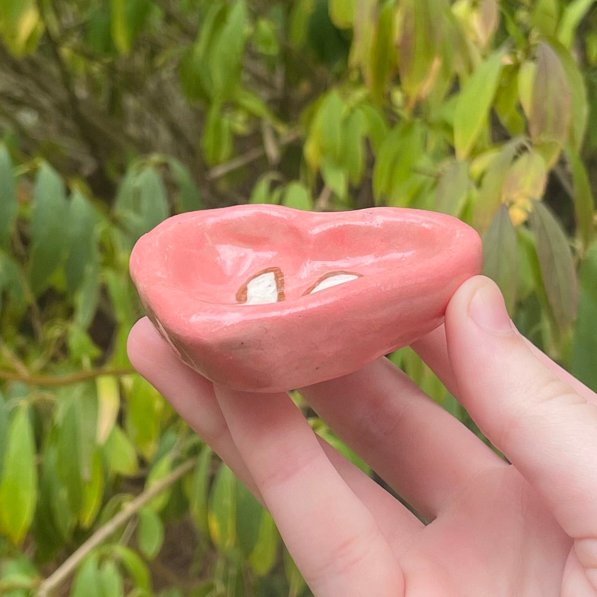 pink lovebunny handmade mini ceramic stoneware trinket dish!