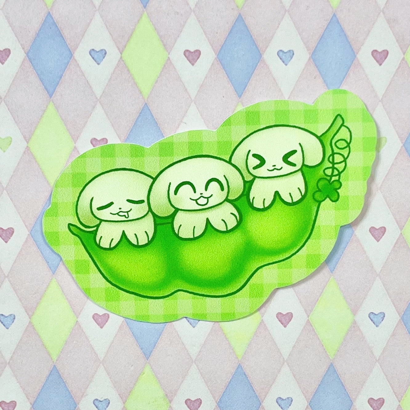 puppy pea pod kawaii cute vinyl sticker! (3")
