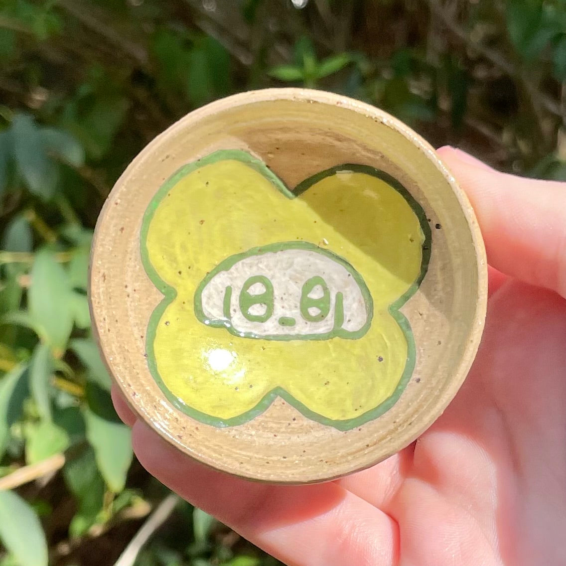 mini cloverdog wheel thrown ceramic stoneware dish!
