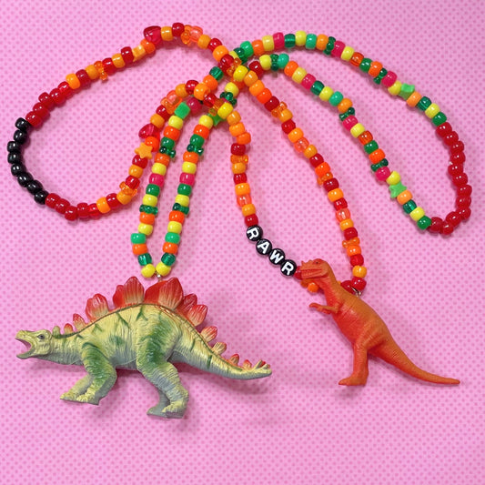 dinosaur handmade kandi necklace set!