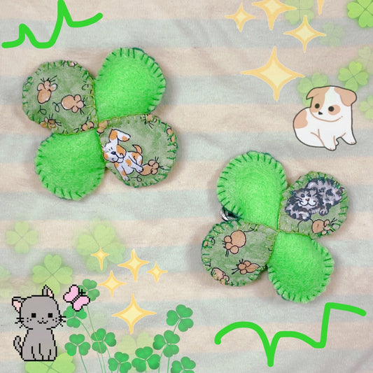green four leaf clover decora harajuku cute kidcore felt fabric pin brooch! (2.5")