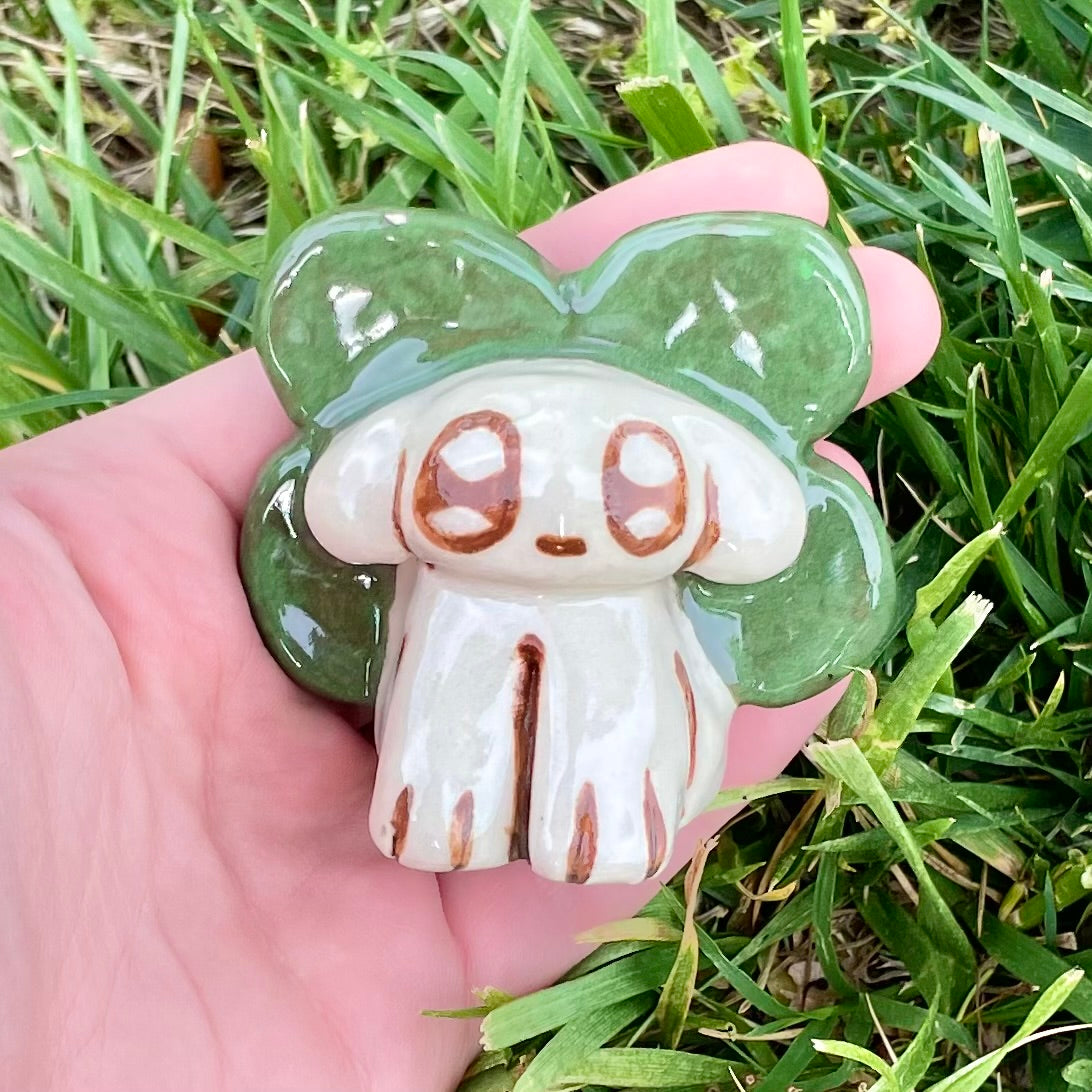mini cloverdog handmade ceramic stoneware figure!