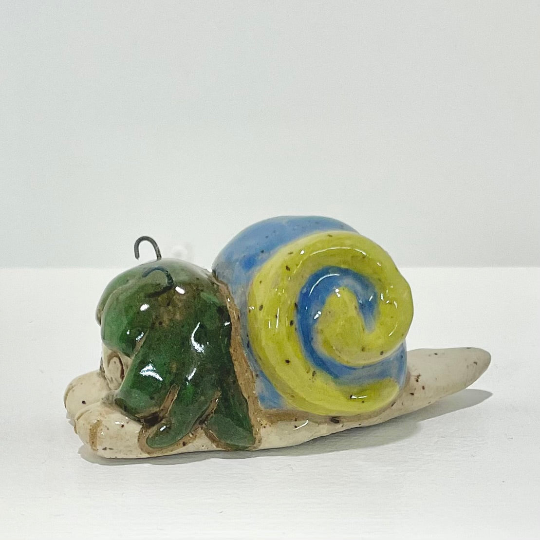 blue green snailgirl handmade ceramic stoneware figure!