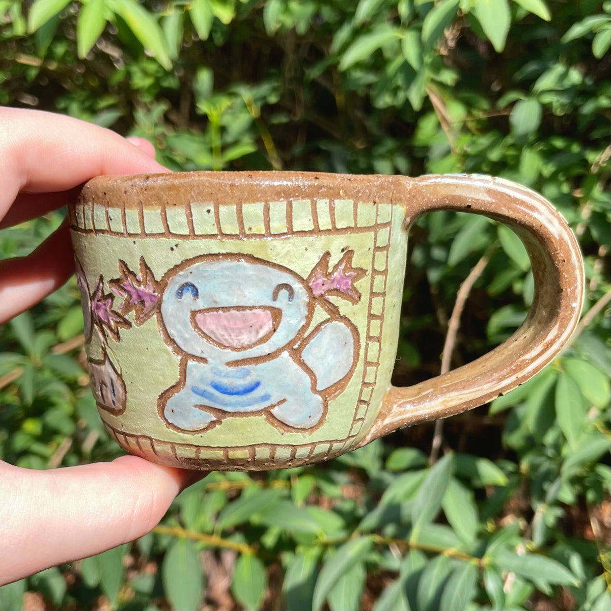blue purple water creature handmade ceramic stoneware mug!