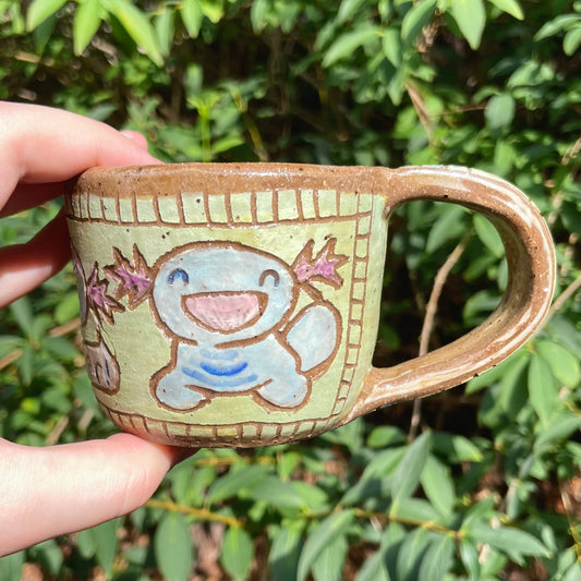 blue purple water creature handmade ceramic stoneware mug!