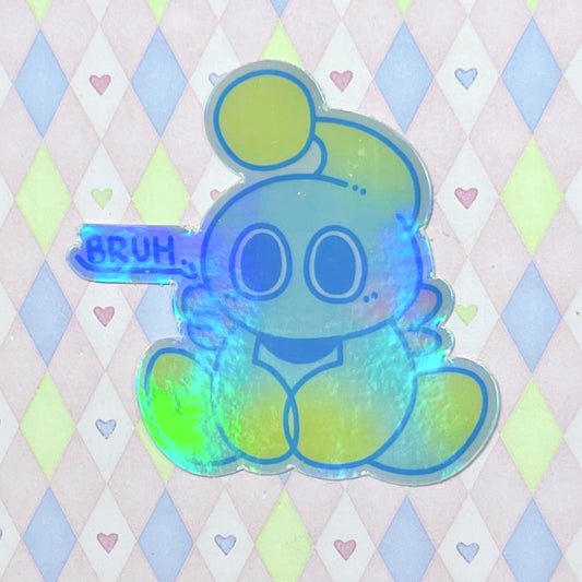 bruh chao holographic rainbow sticker! (3")