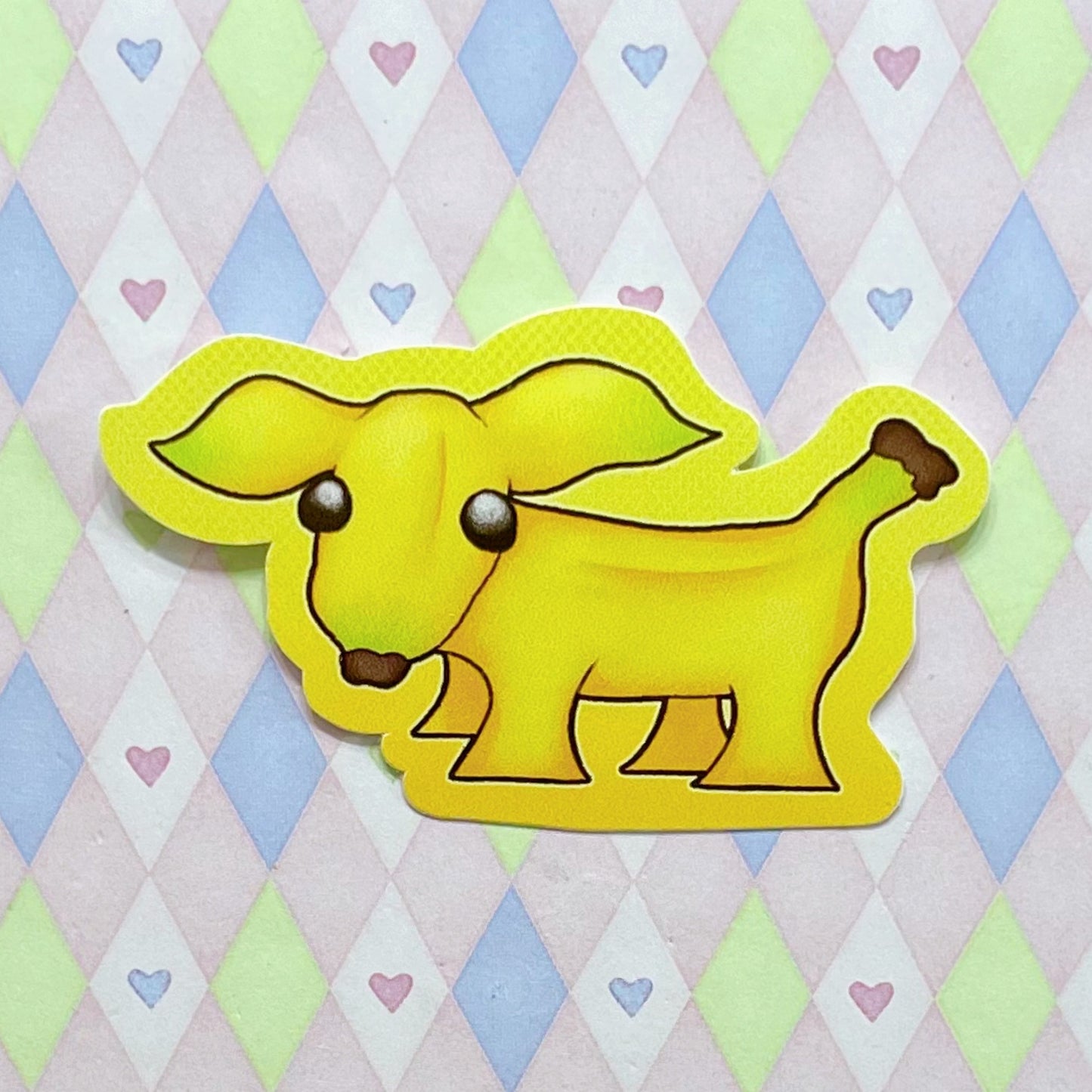 silly banana dog vinyl sticker! (3")
