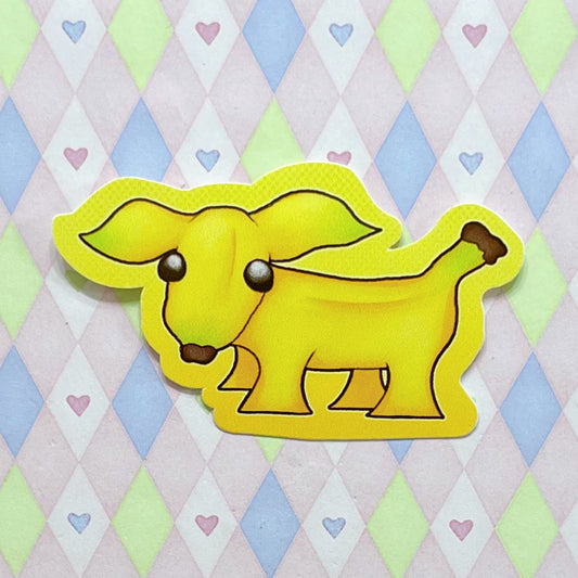 silly banana dog vinyl sticker! (3")