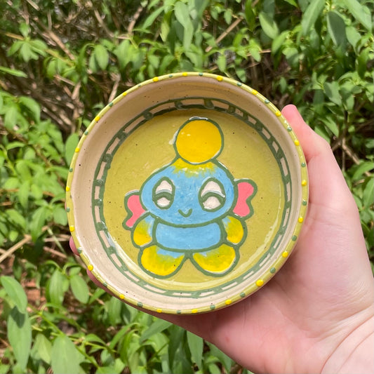 green chao wheel thrown ceramic stoneware dish!