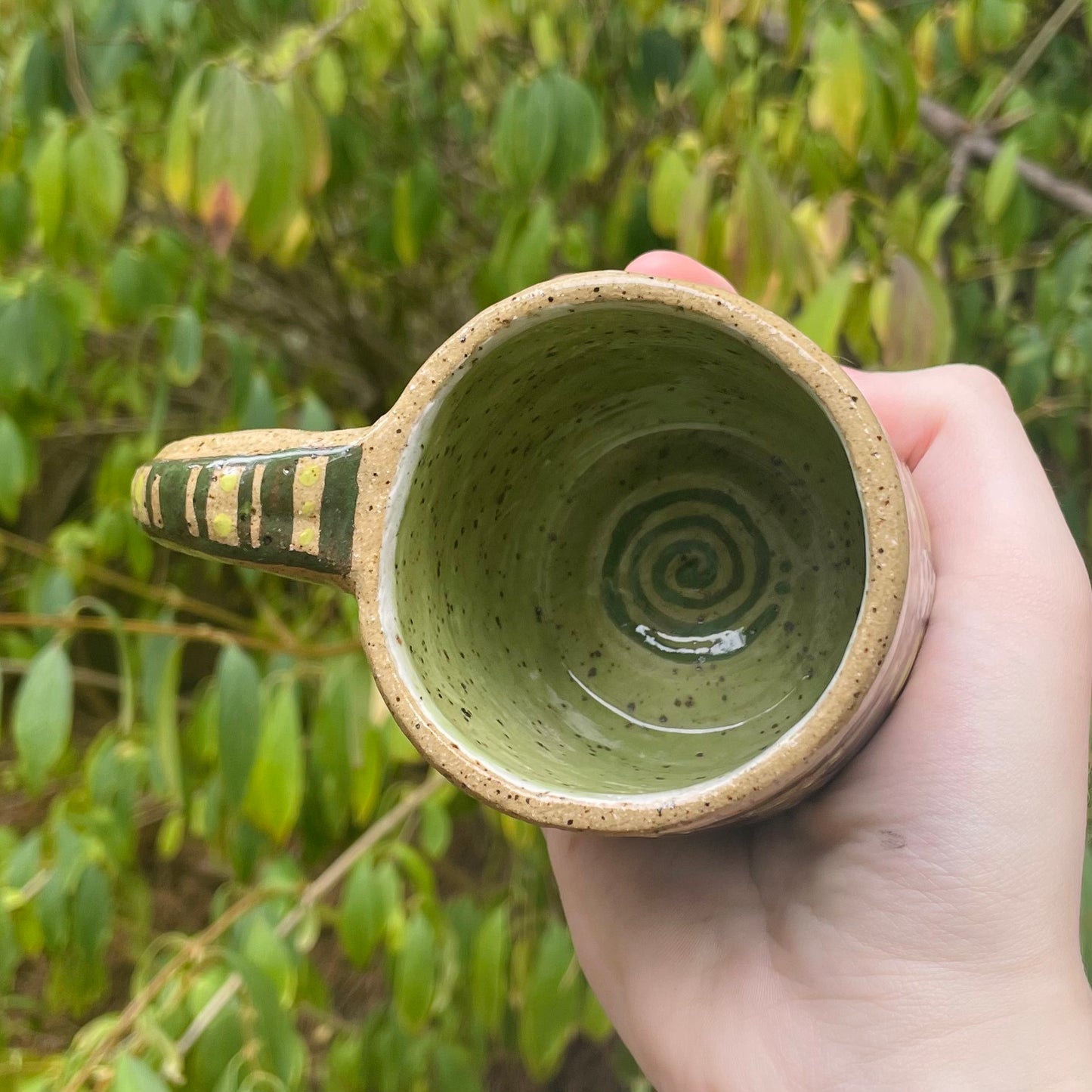 green butterflies handmade ceramic stoneware mug!