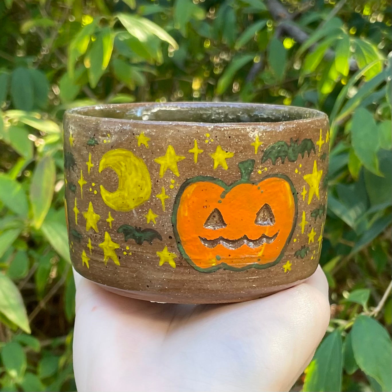 halloween jack o lantern pumpkin kawaii ceramic stoneware flower pot!