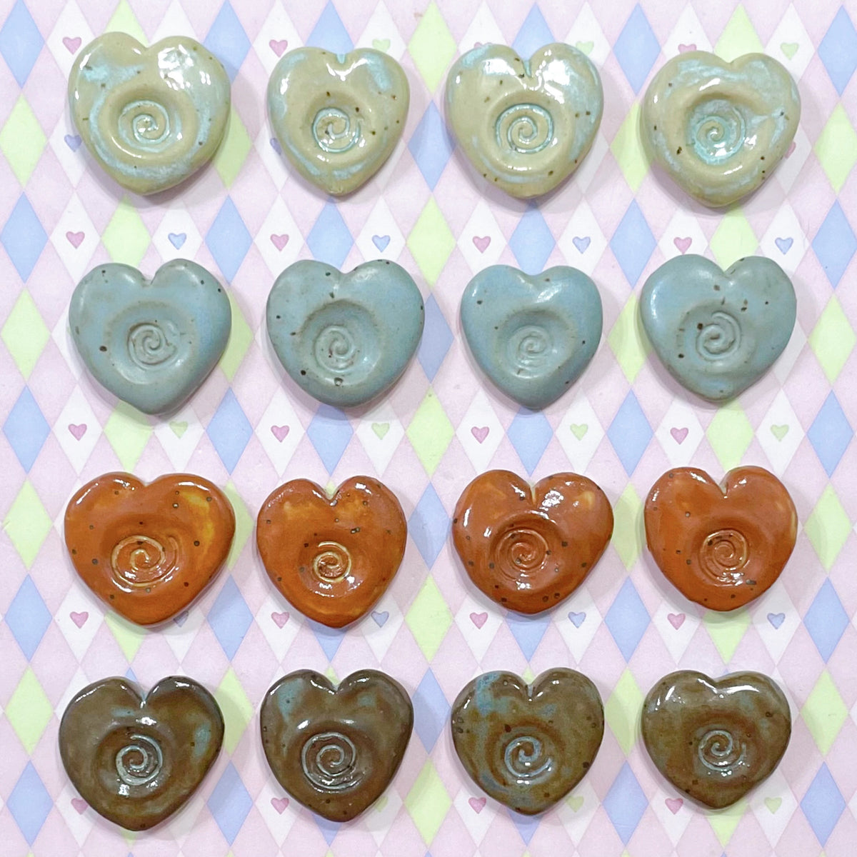 heart spiral mini ceramic stoneware worry stones!