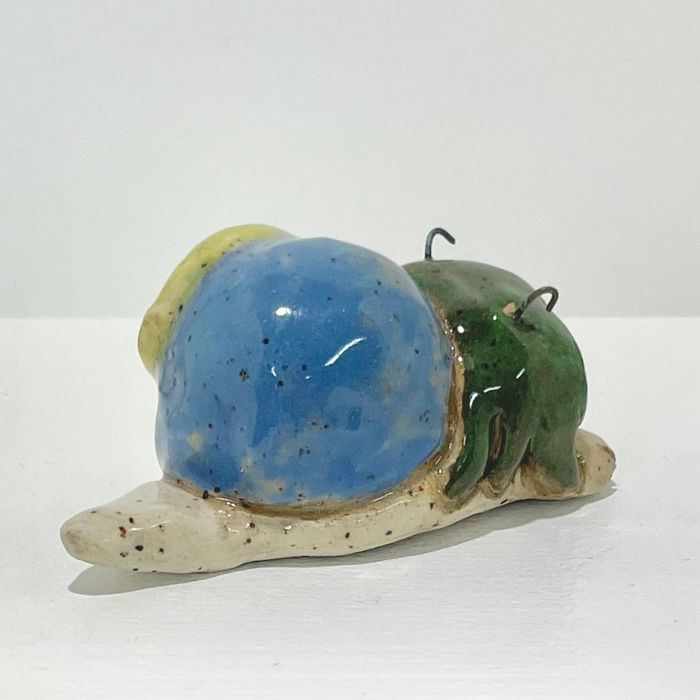 blue green snailgirl handmade ceramic stoneware figure!