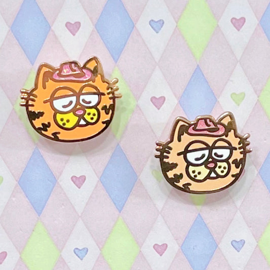 cowboy orange fat cat enamel pin! (1")