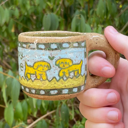 puppy love handmade small ceramic stoneware mug!