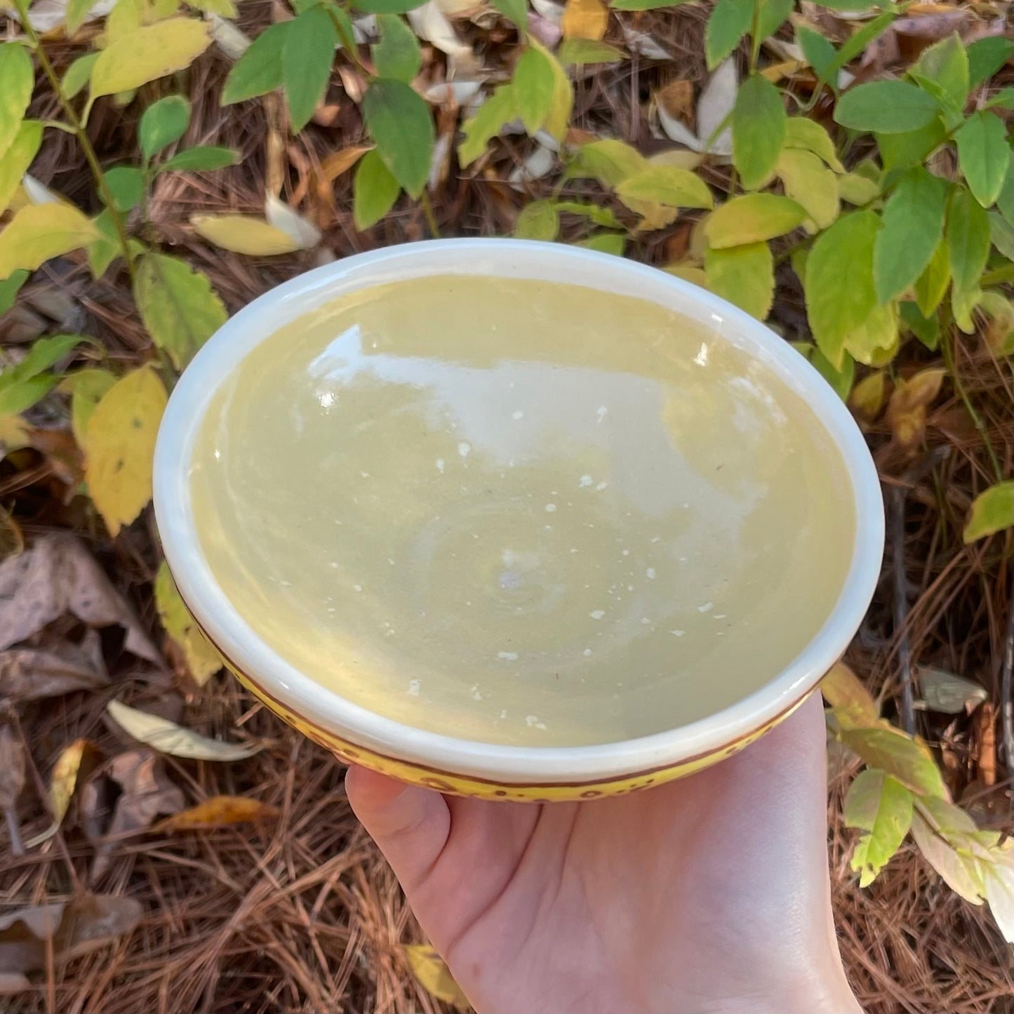 yellow orange gradient doodle wheel thrown ceramic stoneware dish!