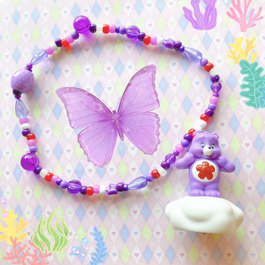 purple cloud share care bear toy kandi necklace!
