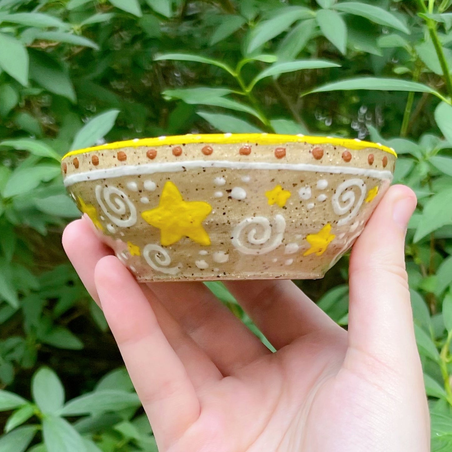 starcat white brown yellow kawaii stoneware ceramic bowl!