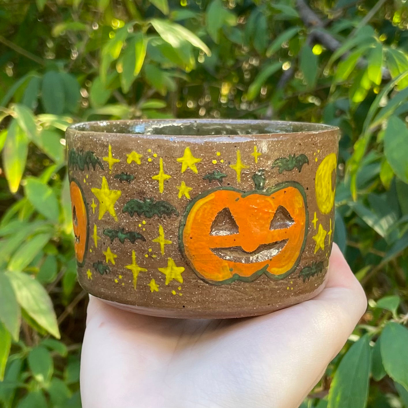 halloween jack o lantern pumpkin kawaii ceramic stoneware flower pot!