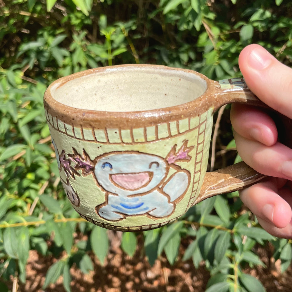 blue purple water creature handmade ceramic stoneware mug!