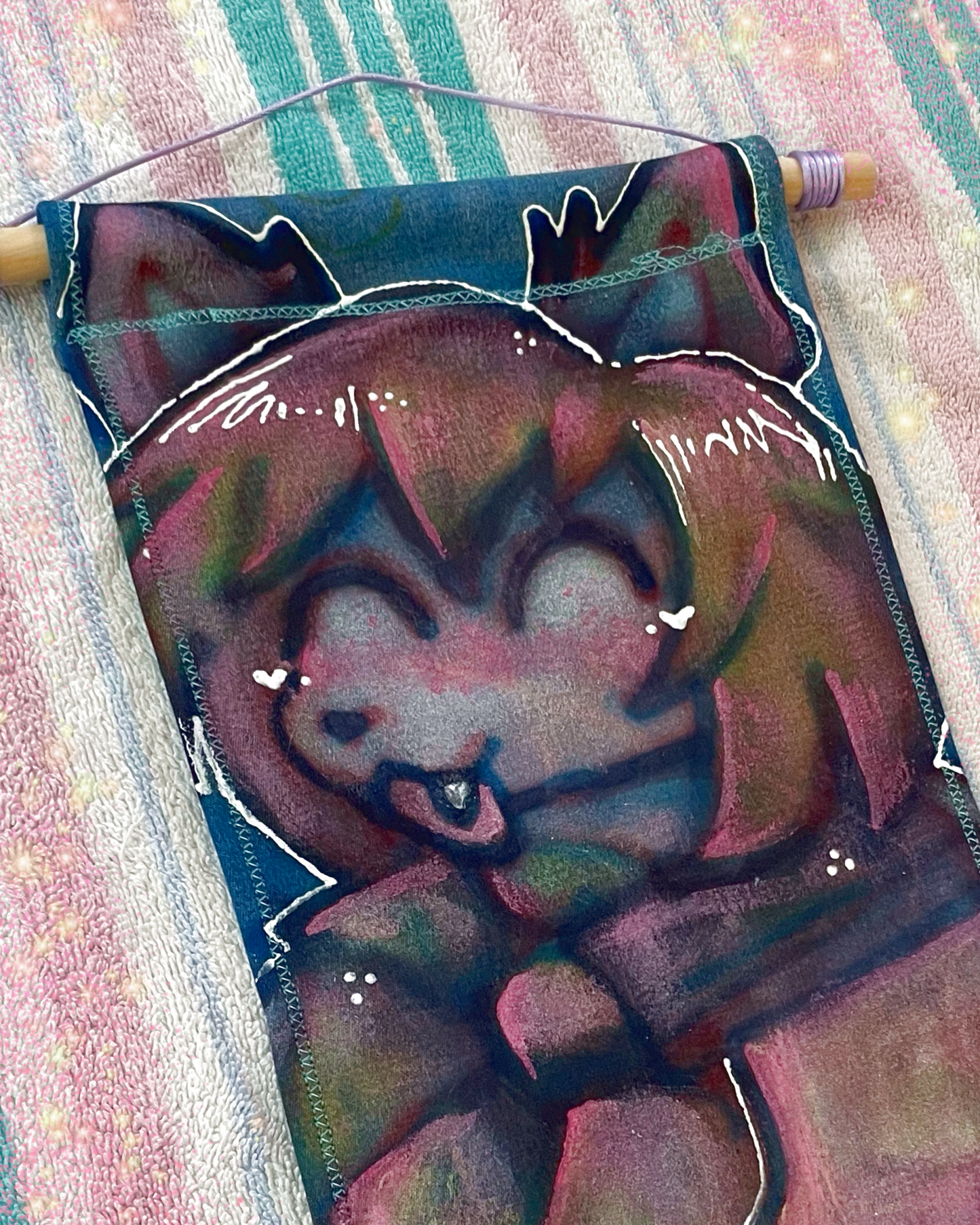 furry anime girl kawaii airbrush fabric wall scroll tapestry!