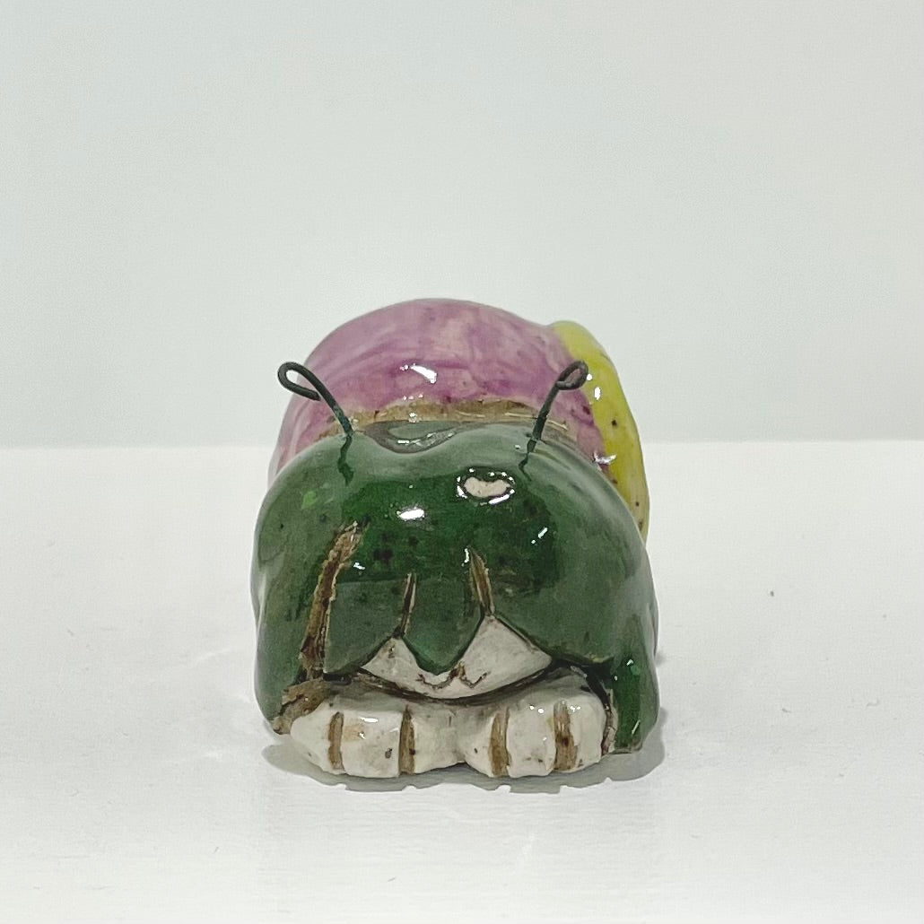 purple green snailgirl handmade ceramic stoneware figure!