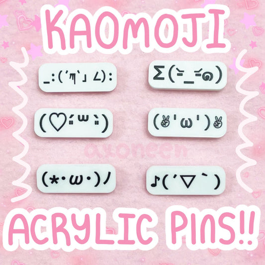 kaomoji japanese emoticon kawaii decora cute acrylic pins! (1.5")