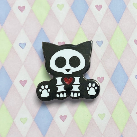 skeleton cat animal scene emo 00s nostalgia enamel pin! (1.5")