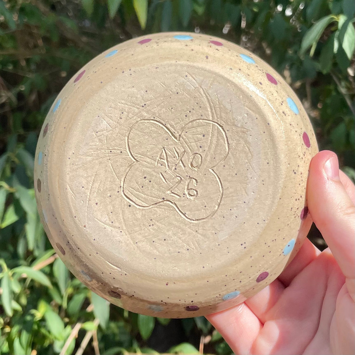 purple green snailgirl wheel thrown ceramic stoneware dish!