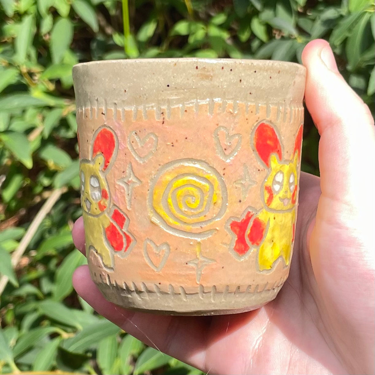 plus minus bunnies handmade ceramic stoneware cup!