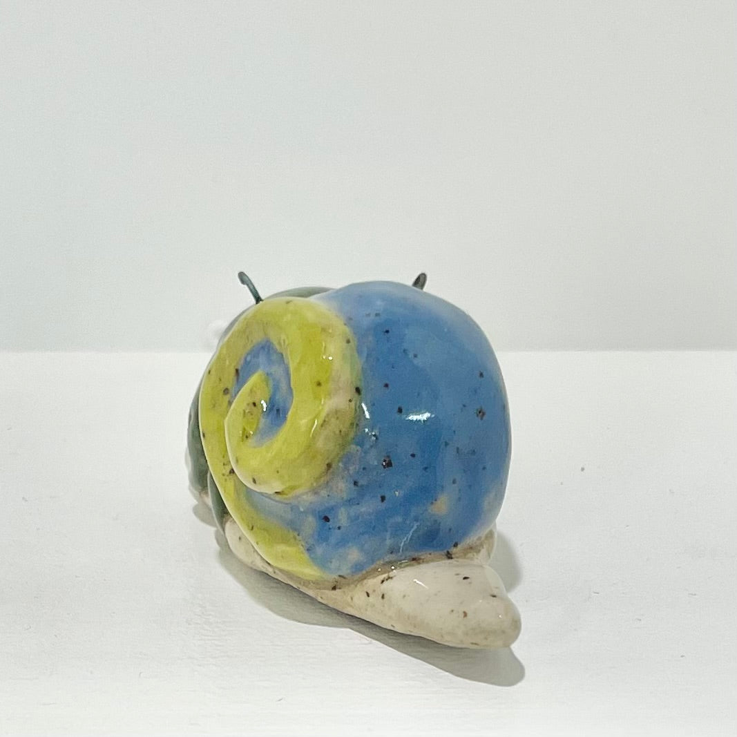blue green snailgirl handmade ceramic stoneware figure!
